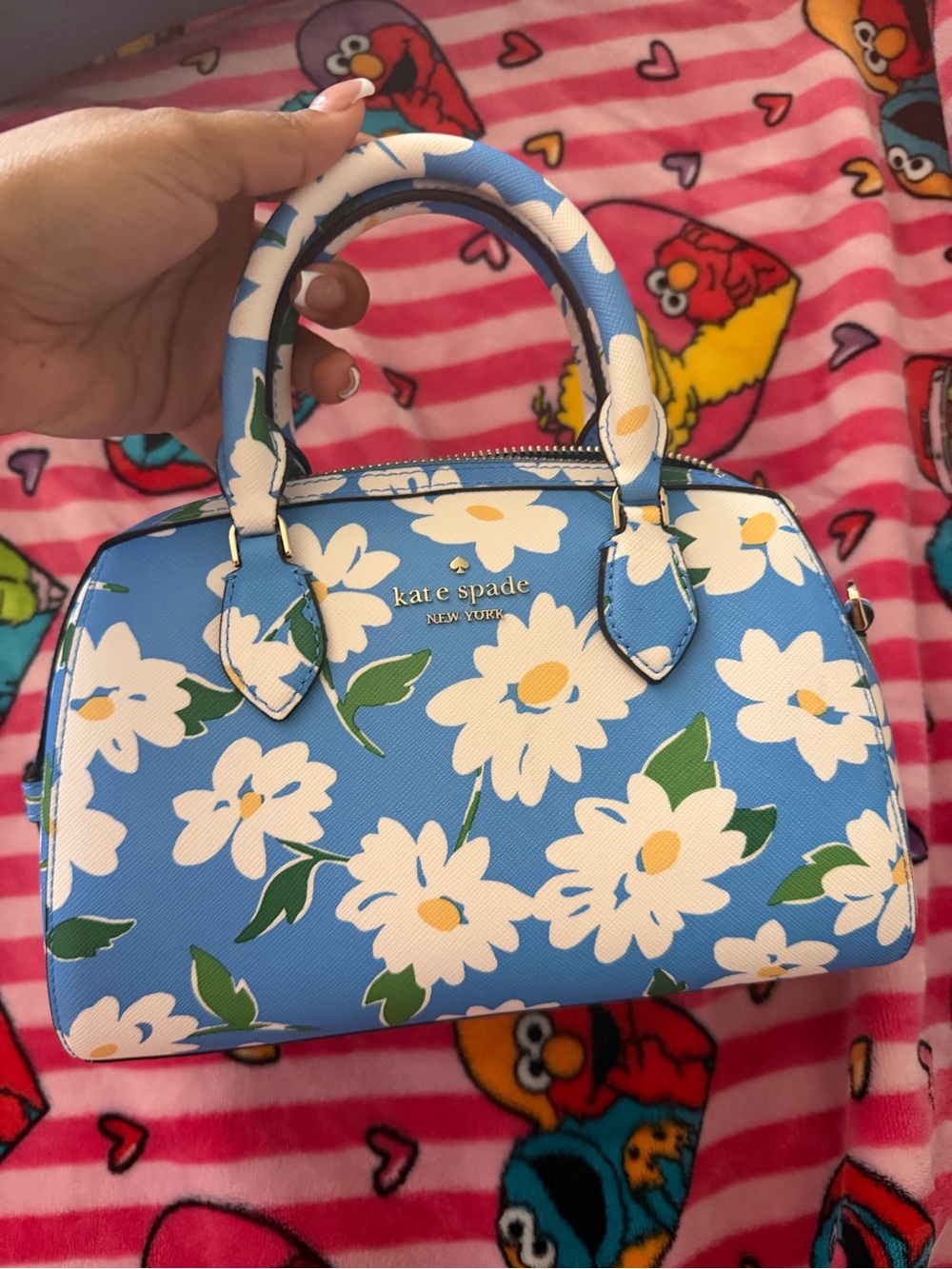 kate spade blue floral dome satchel